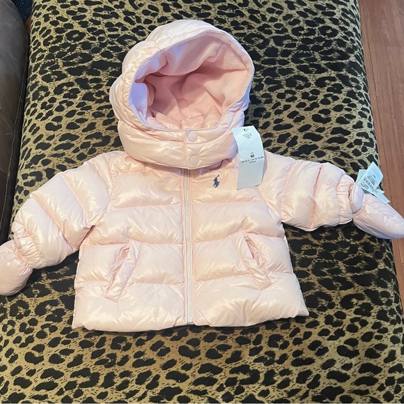 🩷 Ralph Lauren Baby Girl Pink Down Puffer Jacket Snowsuit | 4pc Set | NB - Picture 6 of 13
